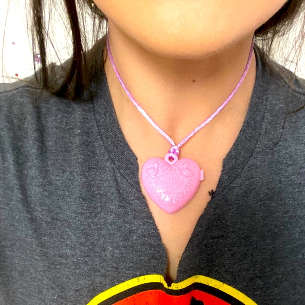 Vintage bluebird toys Polly Pocket Pink Heart locket Necklace locket 90s toys